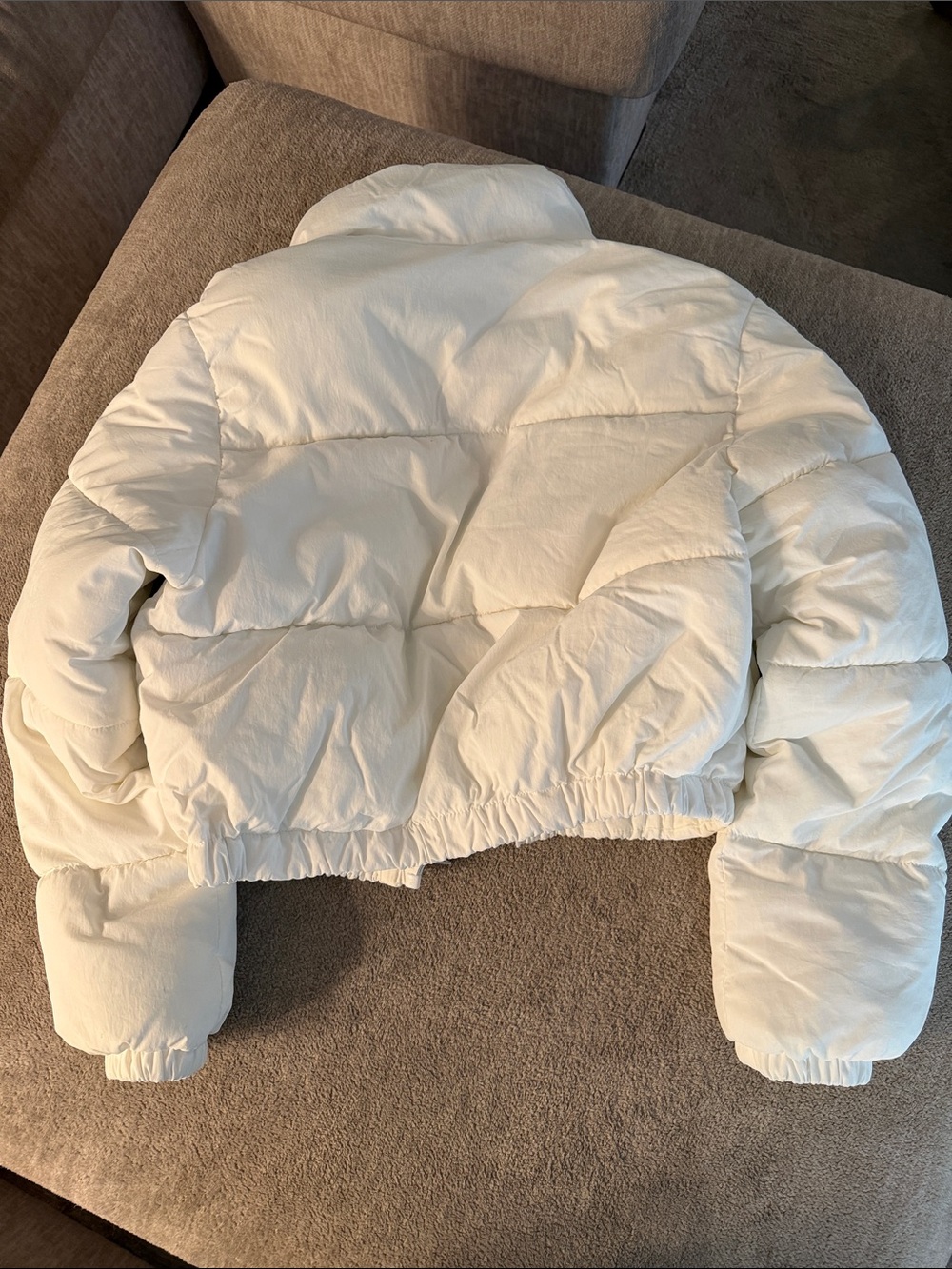 White Cropped Puffer Jacket - Picture 2 of 4